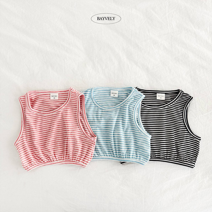 正韓夏BAYVELY 三色條紋縮腰背心