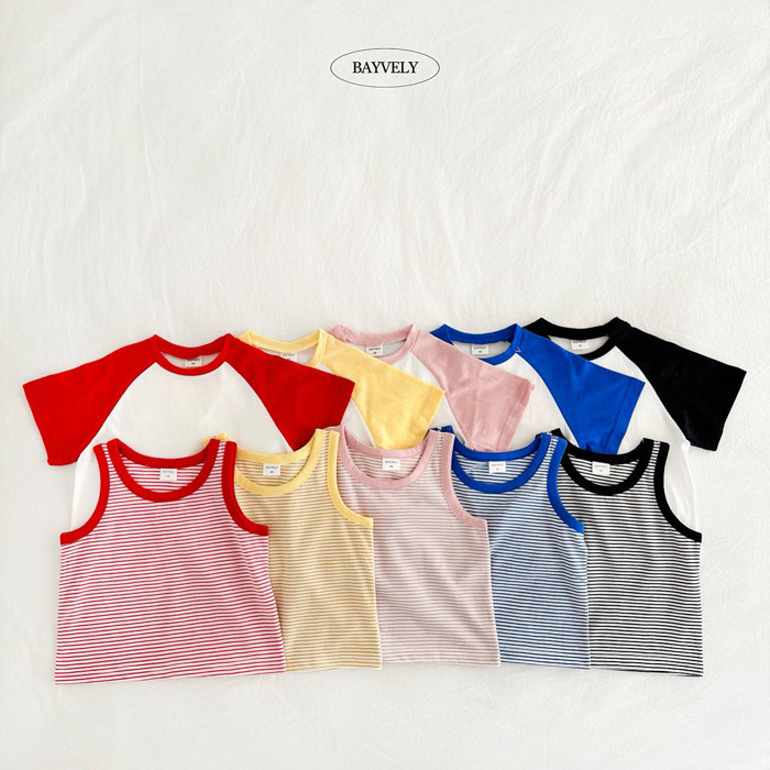 正韓夏BAYVELY 五色1+1條紋背心日常上衣兩件組