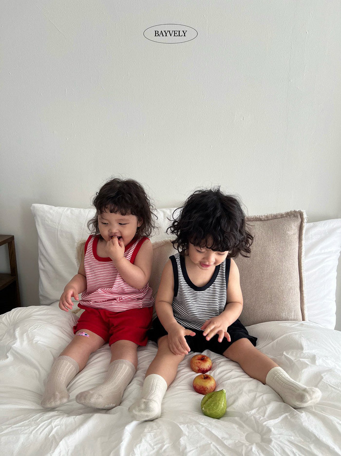 正韓夏BAYVELY 五色1+1條紋背心日常上衣兩件組