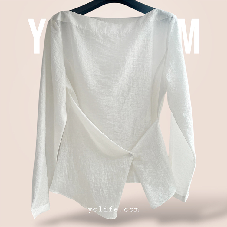 優雅修身船領設計款上衣