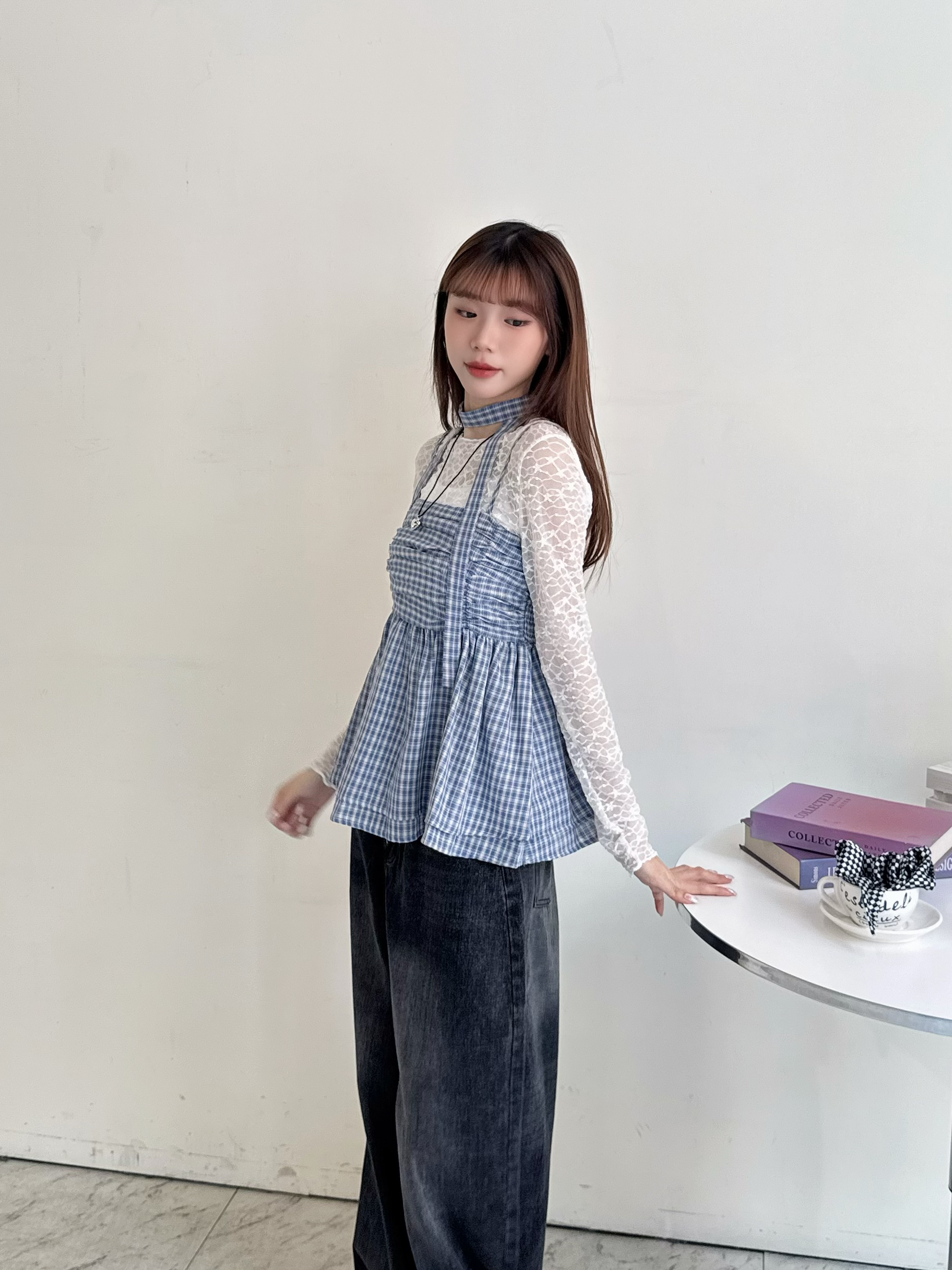 復古繞脖綁帶吊帶-6662