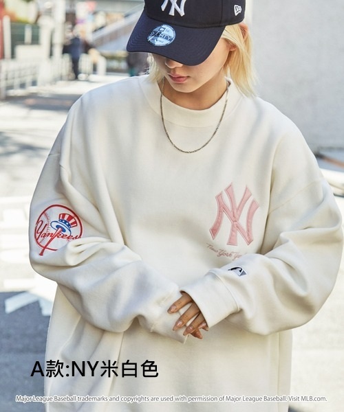 【預購】J0331603 MLB 別注衛衣｜貼布刺繡｜Oversize寬鬆版｜加絨保暖套頭款 (5款)