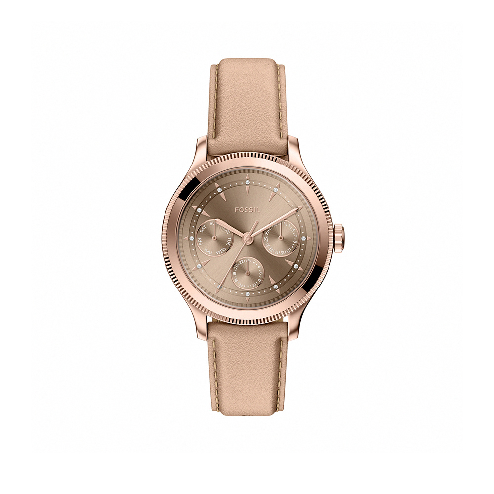 Brynn 簡約金棕三眼女錶 裸色真皮錶帶 38 MM BQW8044