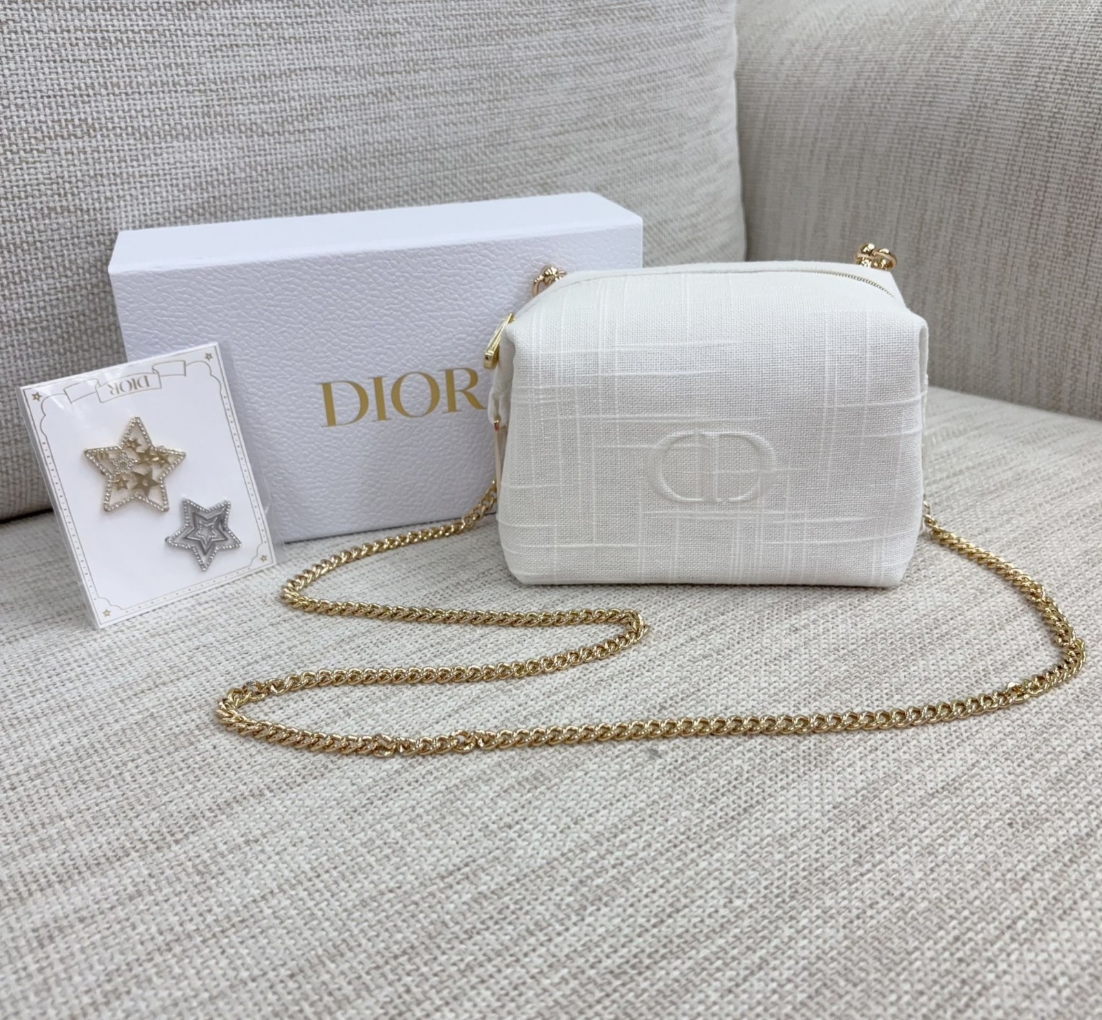 【OMZ x 好用包包 0331】[ZU27] Dior Beauty麻質刺繡logo手拿袋套裝