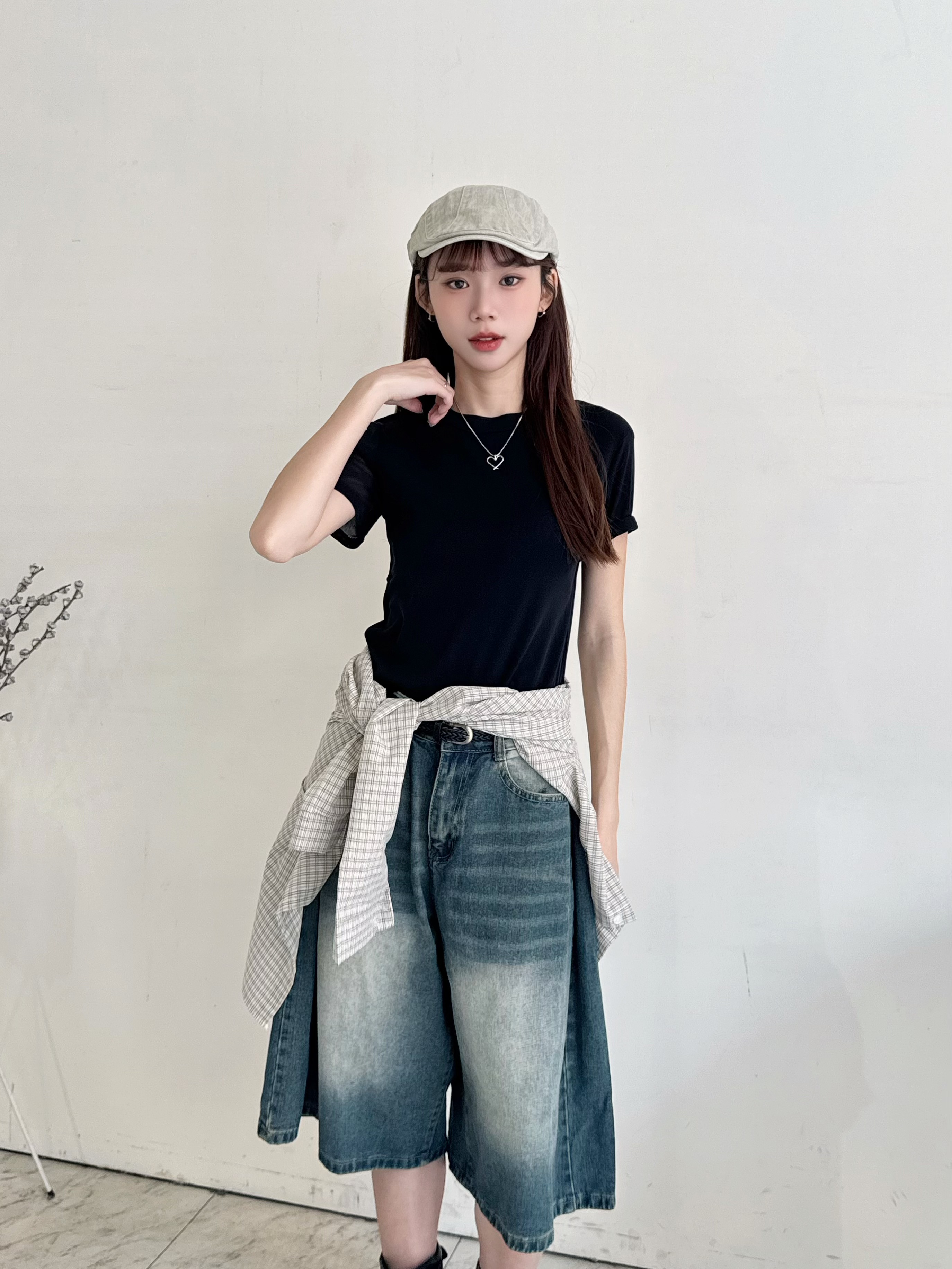 透膚素色短袖上衣-6661