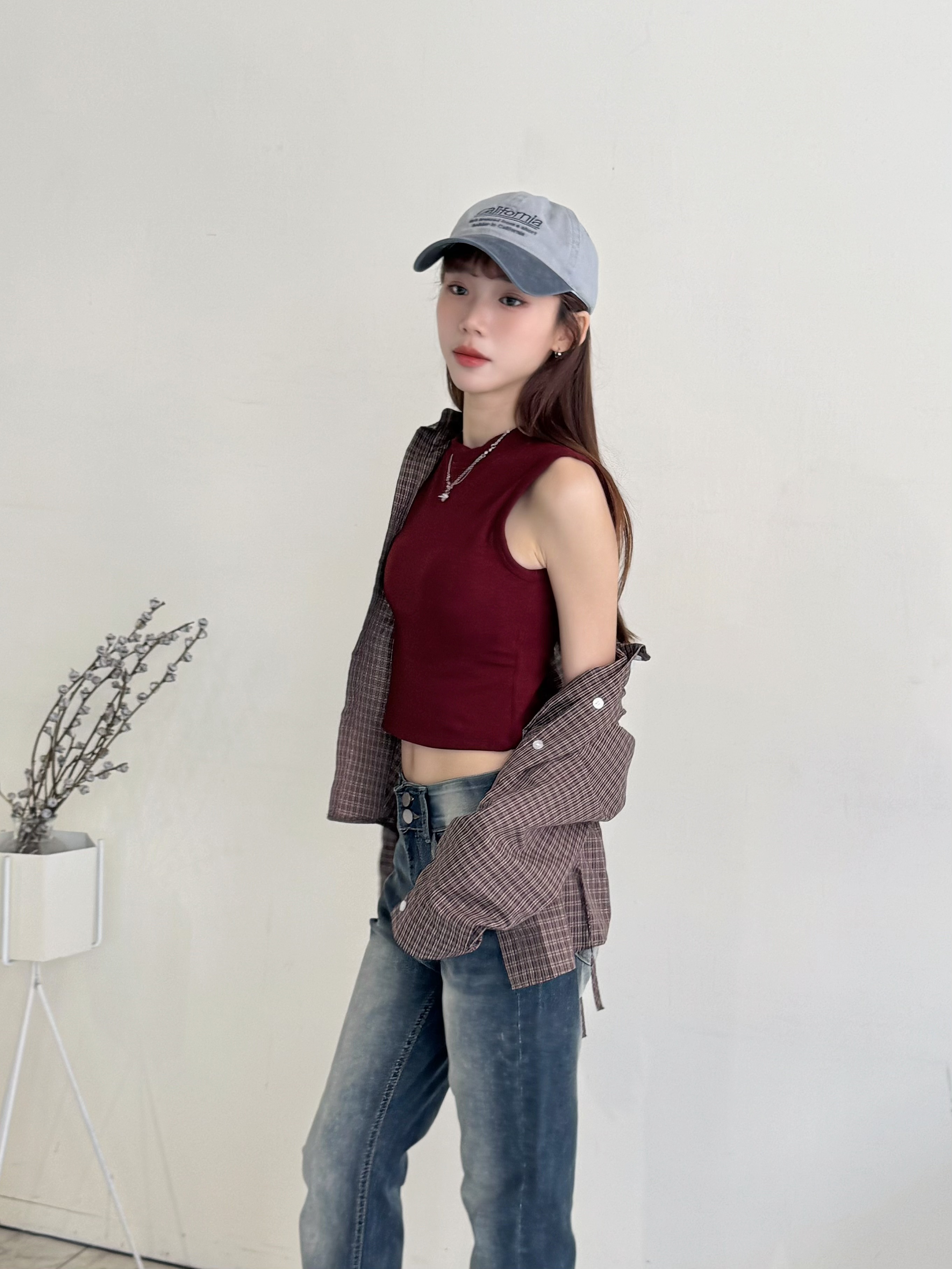 微高領削肩背心-0824