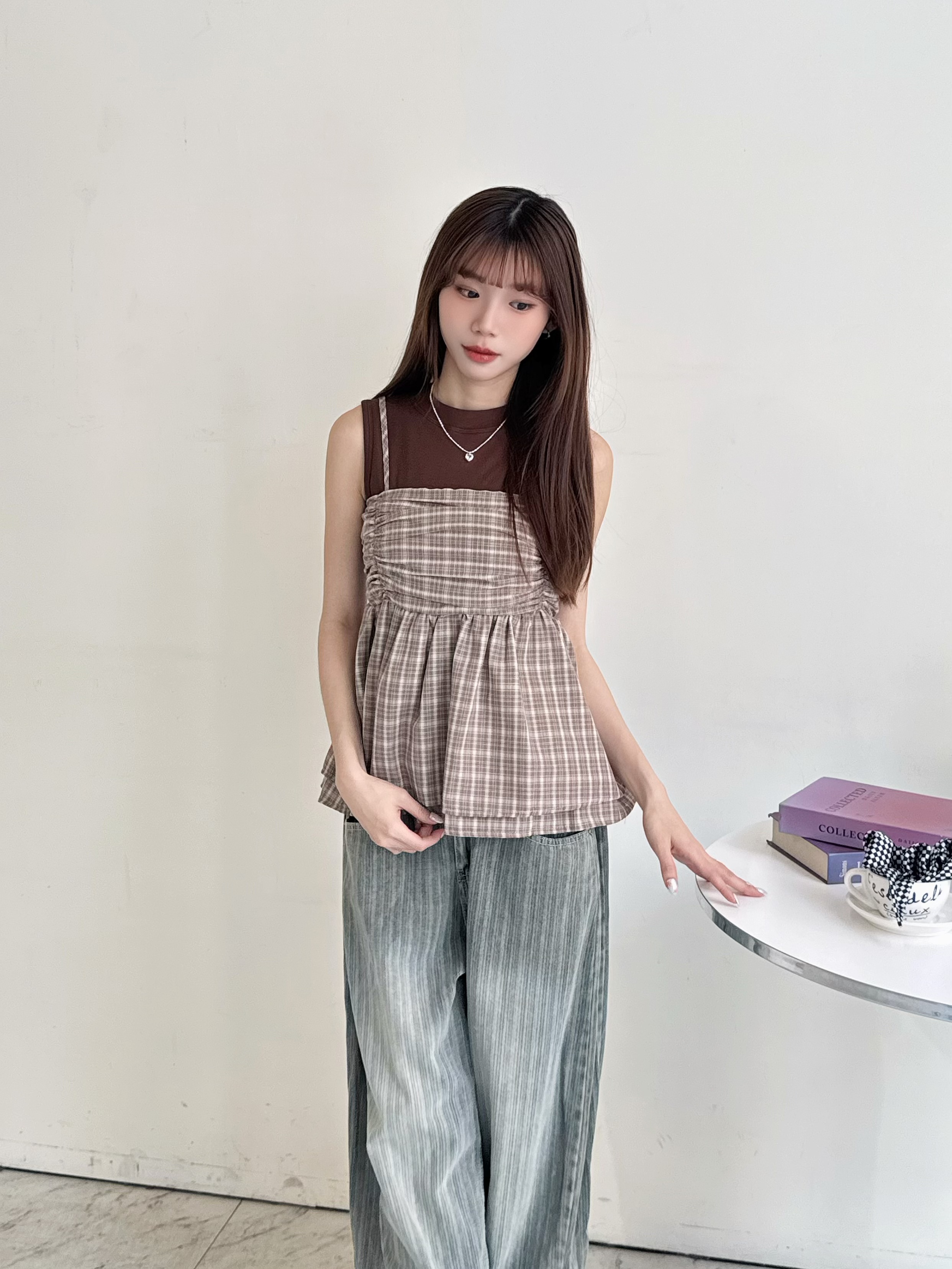 微高領削肩背心-0824