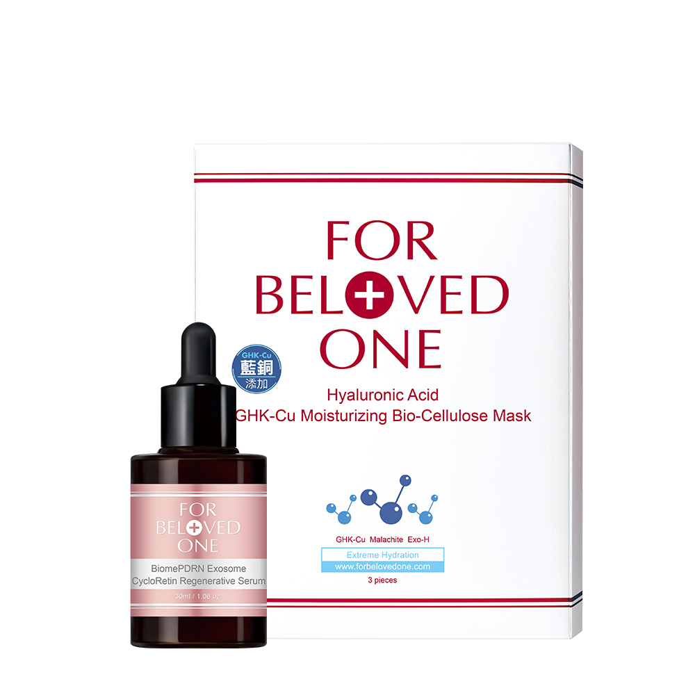 PDRN外泌體精華 + 玻尿酸藍銅保濕生物纖維面膜