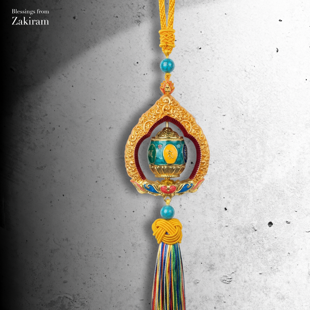 六字真言 轉經輪 車掛（綠）