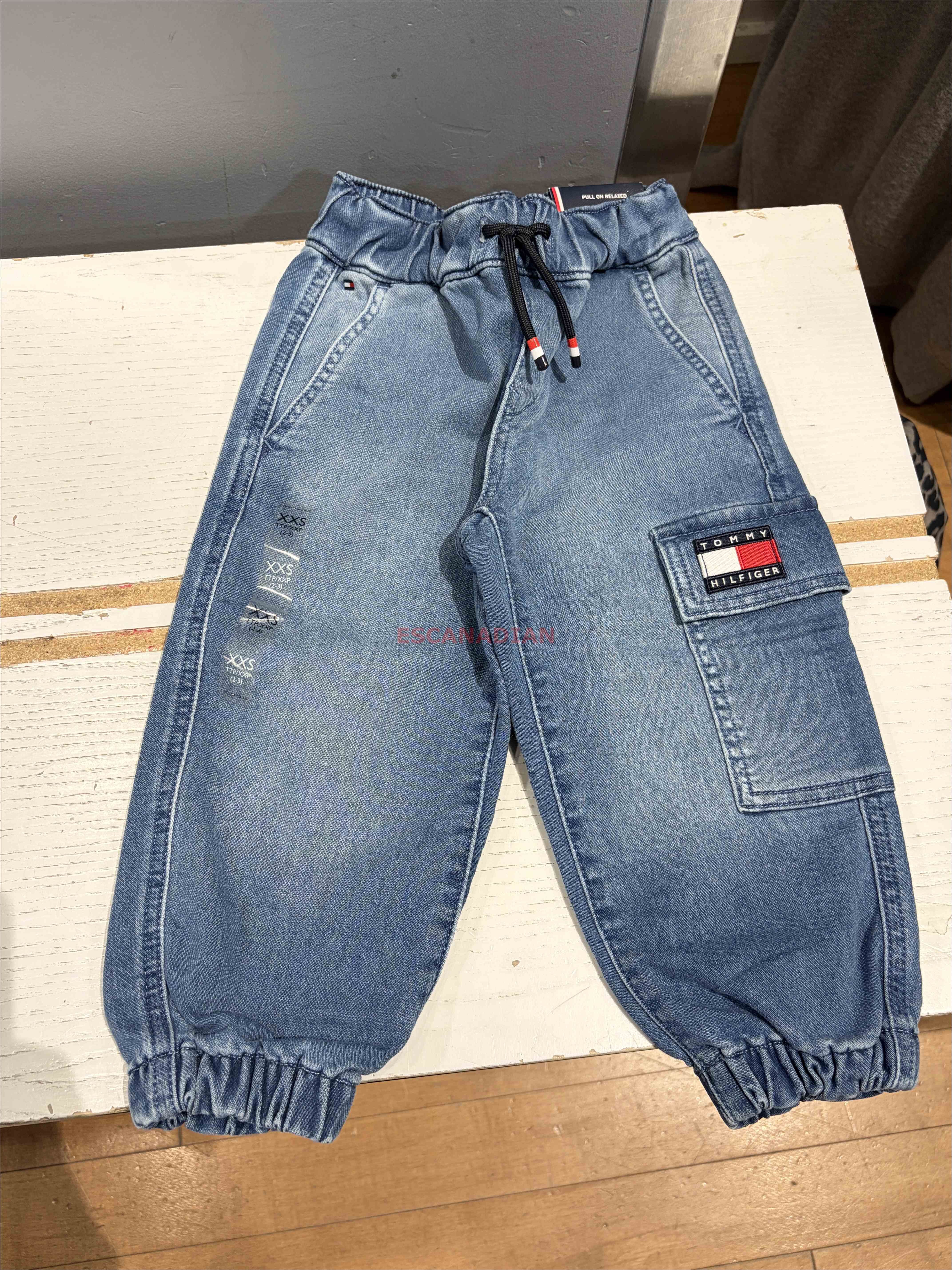 TOMMY 男大童 CARGO 彈性腰圍 硬挺 縮口 牛仔褲