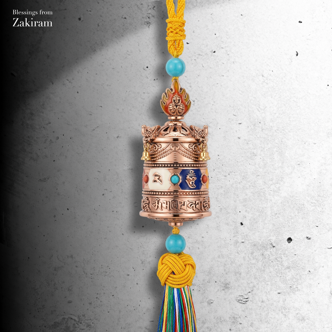 六字真言 轉經輪 車掛（玫瑰金）