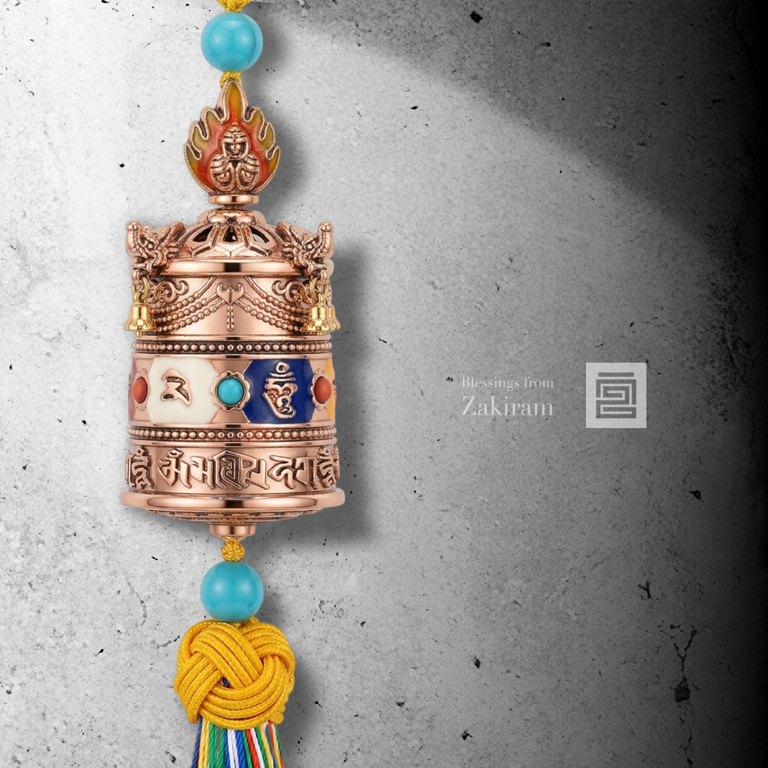 六字真言 轉經輪 車掛（玫瑰金）