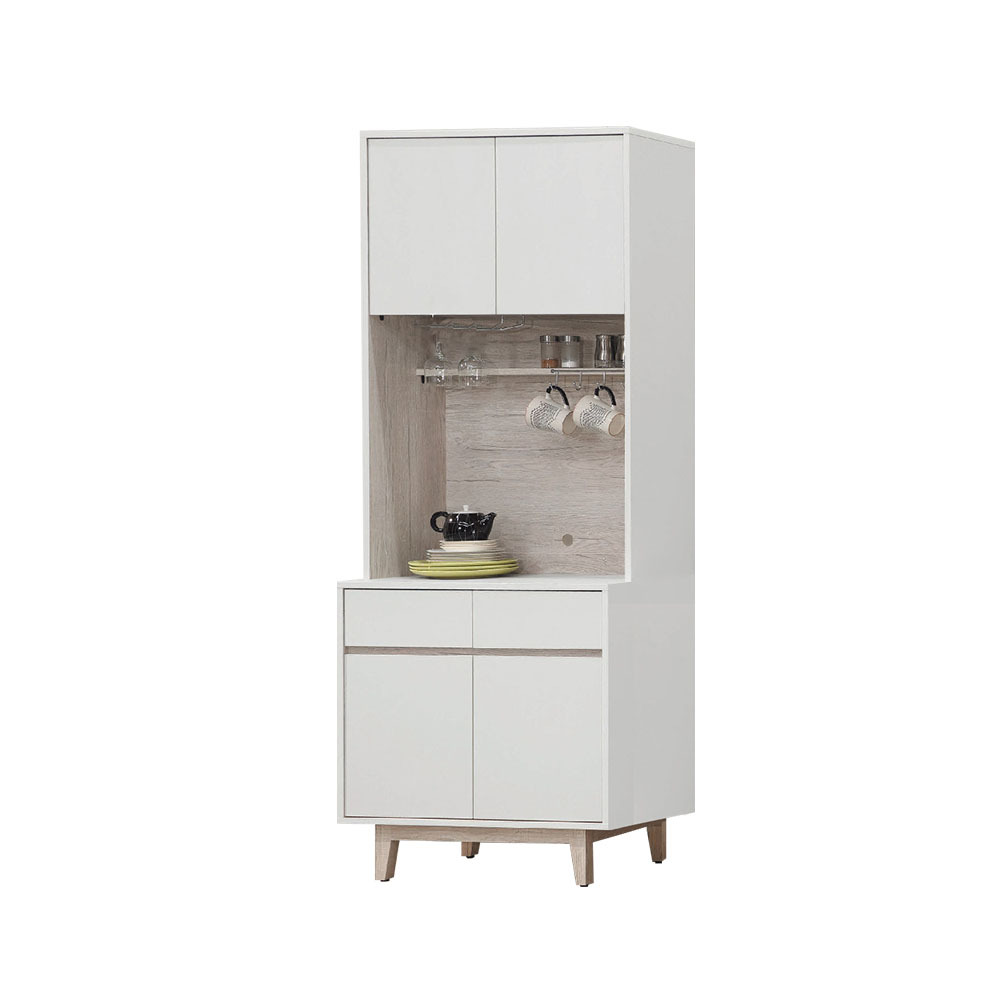 柏蒂家居-巴克利2.7尺四門二抽高餐櫃/電器收納櫃/碗盤置物櫃(上座+下座)