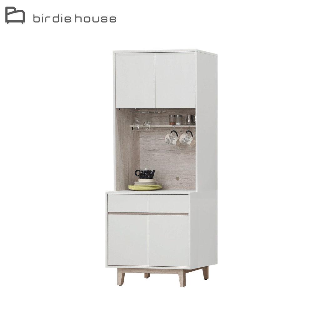柏蒂家居-巴克利2.7尺四門二抽高餐櫃/電器收納櫃/碗盤置物櫃(上座+下座)