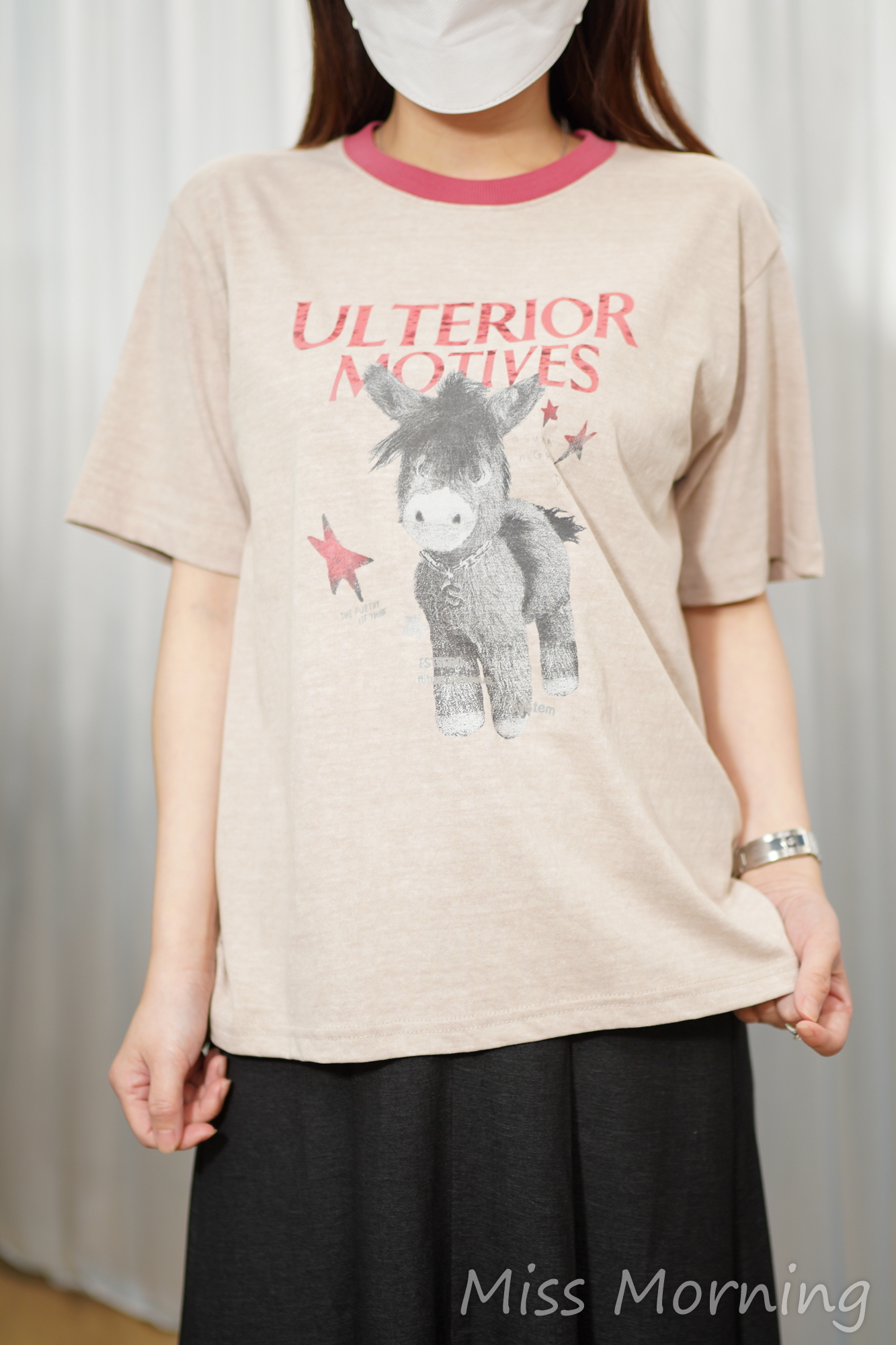 復古馬馬拼色tee(15136)