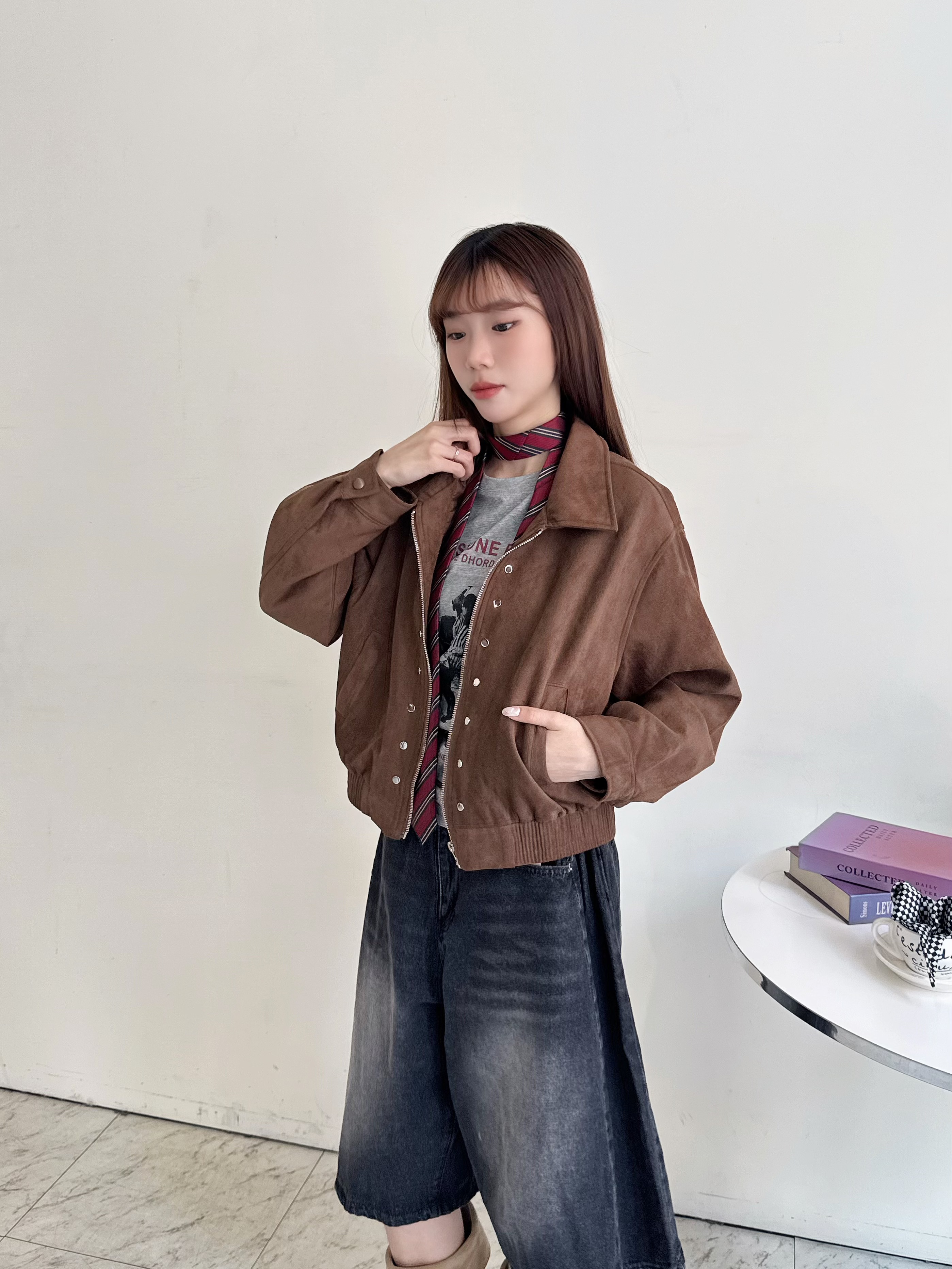 個性麂皮短版外套-0301