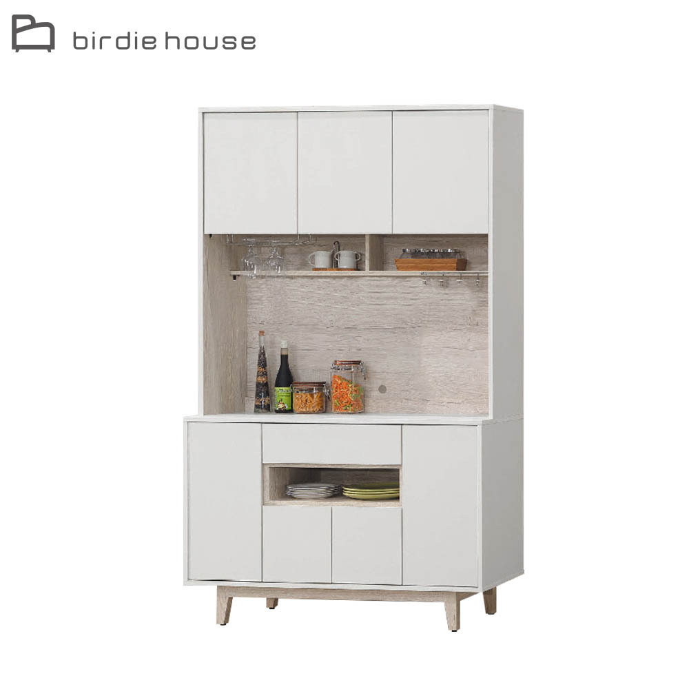 柏蒂家居-巴克利4尺七門單抽高餐櫃/電器收納櫃/碗盤置物櫃(上座+下座)