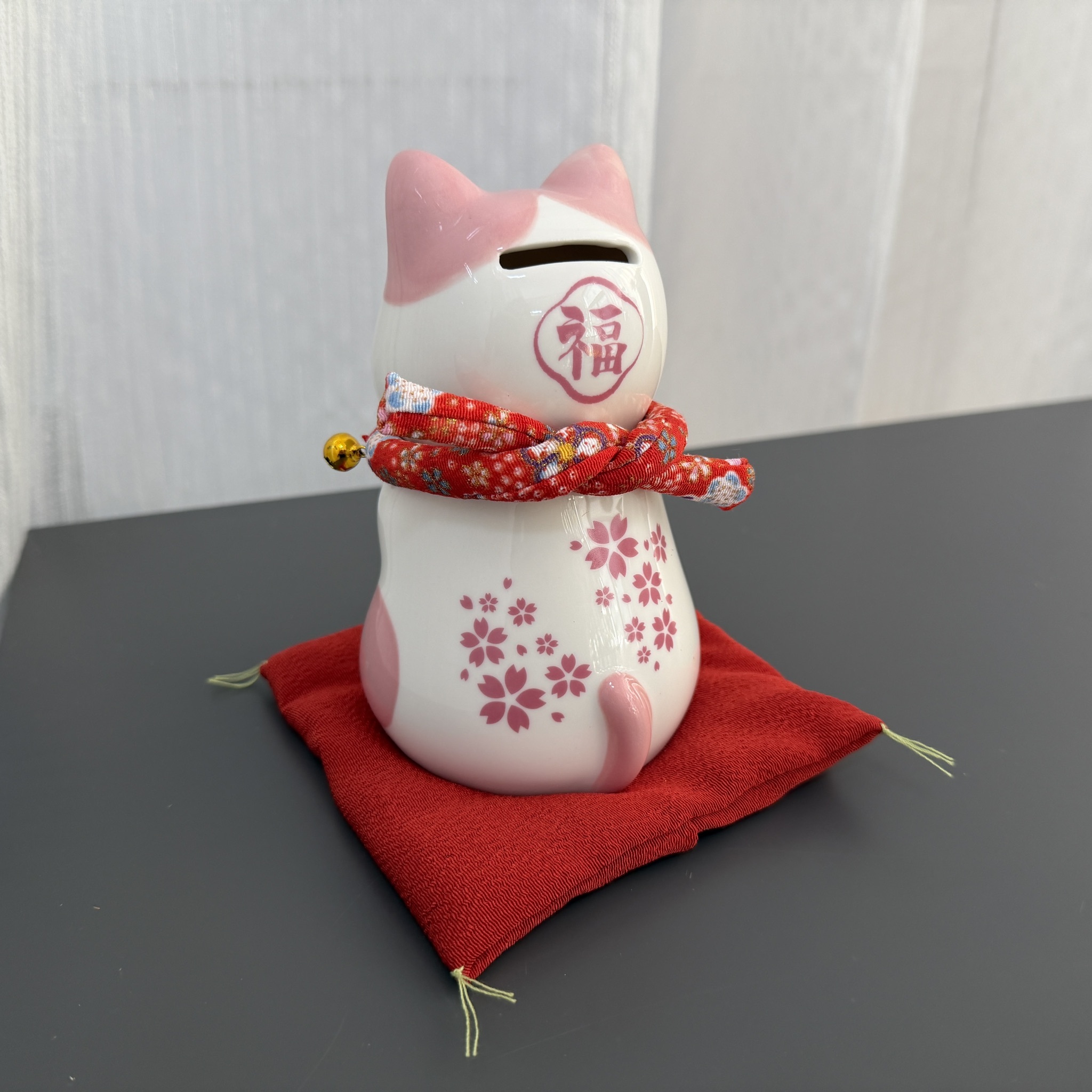 粉白雙手祈福招財貓儲蓄罐