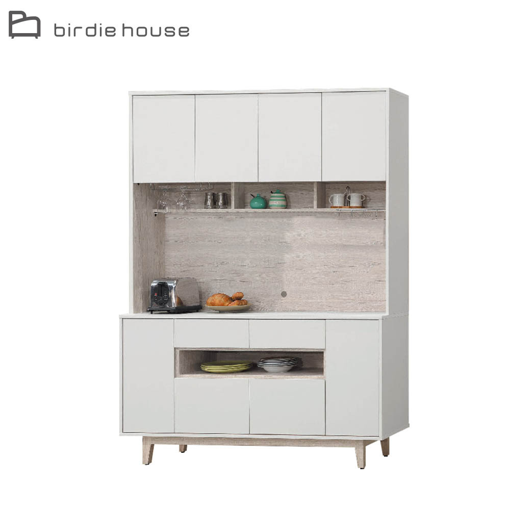 柏蒂家居-巴克利5.1尺八門二抽高餐櫃/電器收納櫃/碗盤置物櫃(上座+下座)