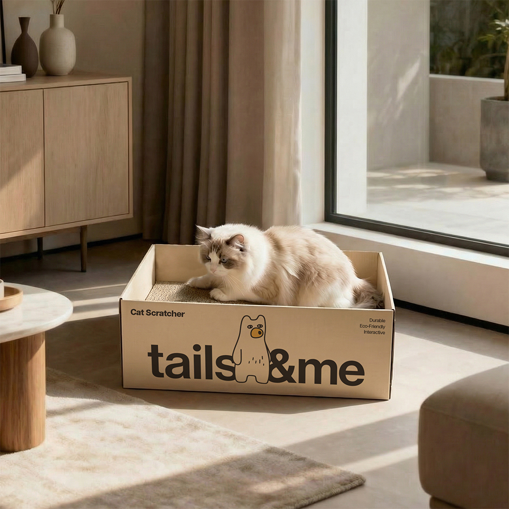 tails&me 尾巴與我｜居家生活 貓咪盒型貓抓板｜黑熊