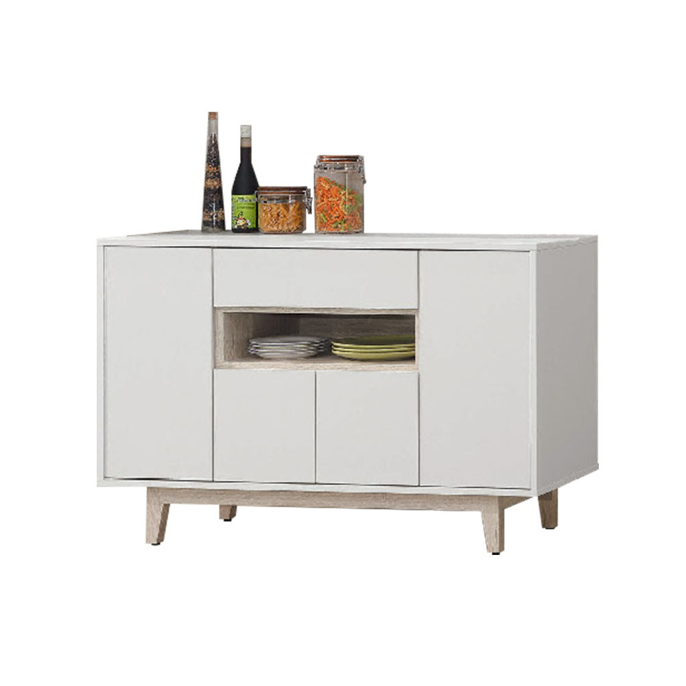 柏蒂家居-巴克利4尺四門單抽餐櫃/電器收納櫃/碗盤櫃/置物矮櫃(下座)