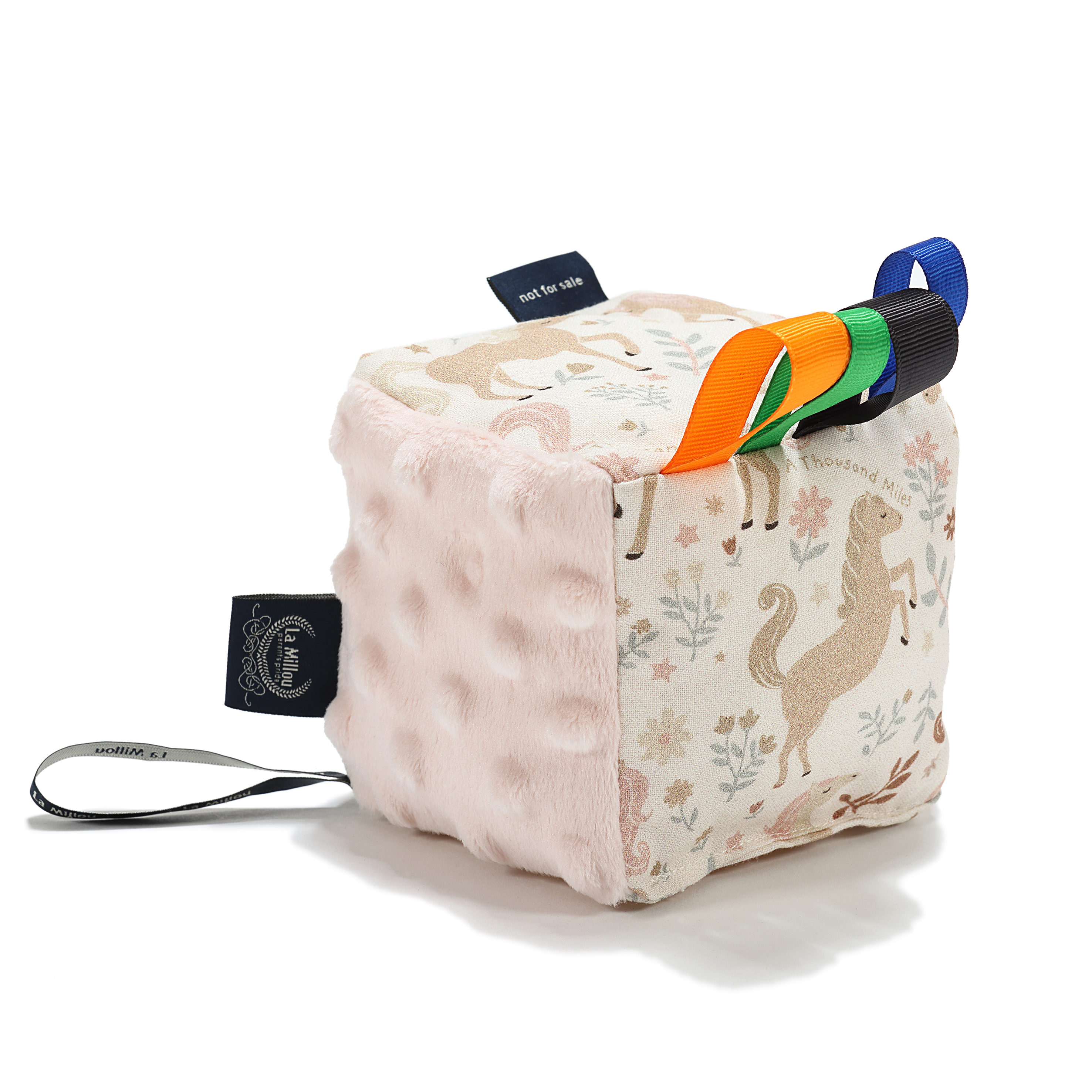 La Millou波蘭  mini安撫標籤球｜九天朵朵馬(粉底)｜柏林寶寶粉