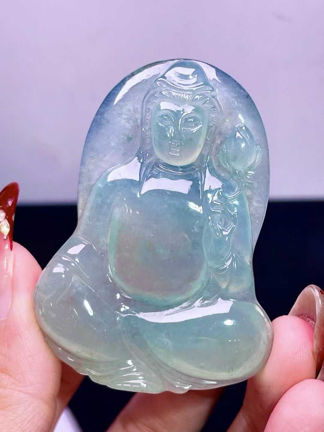 翡翠觀音吊墜,天然翡翠A玉, 緬甸玉, Jade, Jadeite