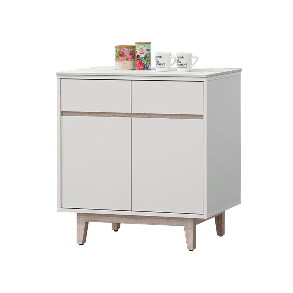 柏蒂家居-巴克利2.7尺二門二抽岩板餐櫃/電器收納櫃/碗盤櫃/置物矮櫃(下座)