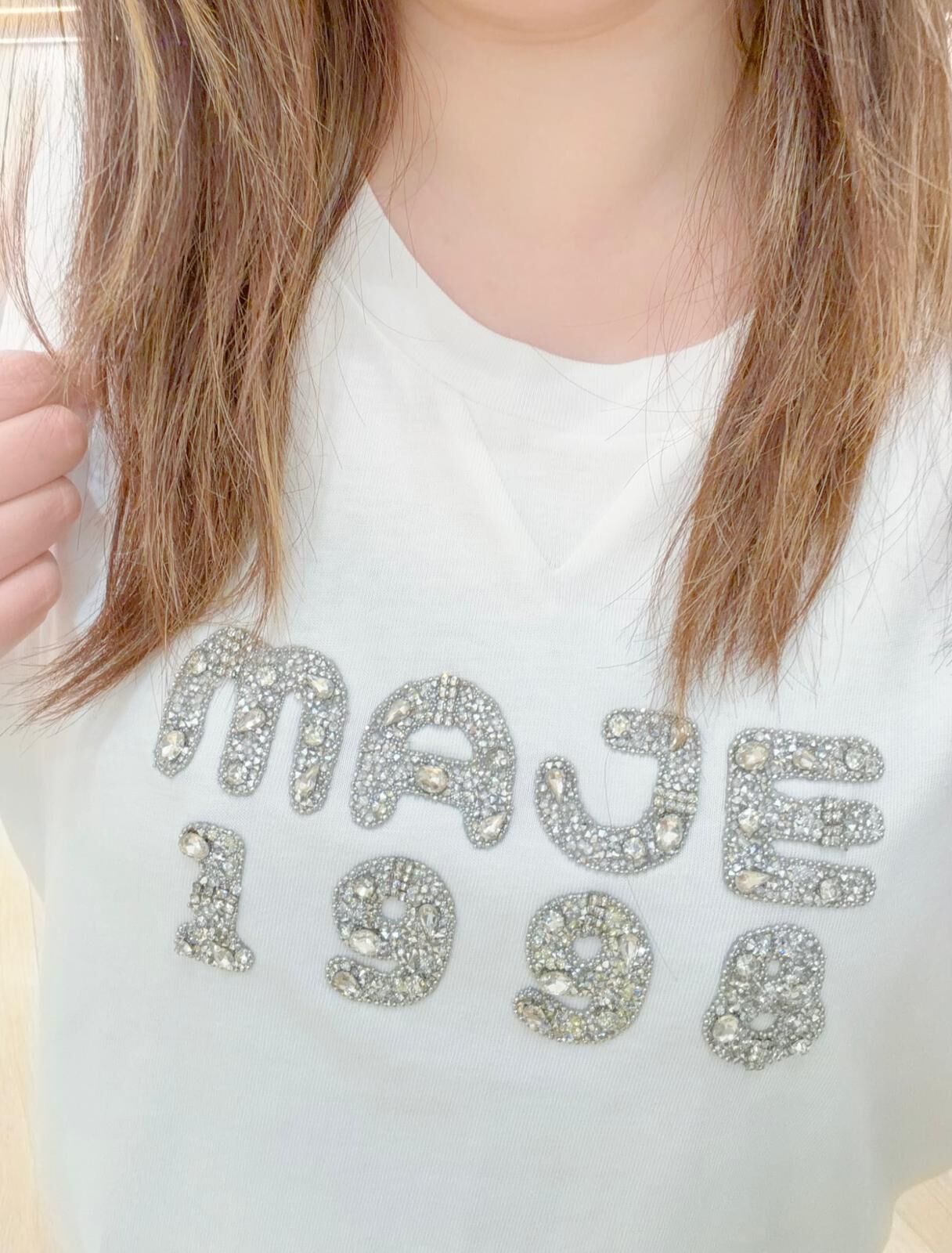 Maje 白色露膊中間有maje 1998字眼上衣 #MFPTS00815