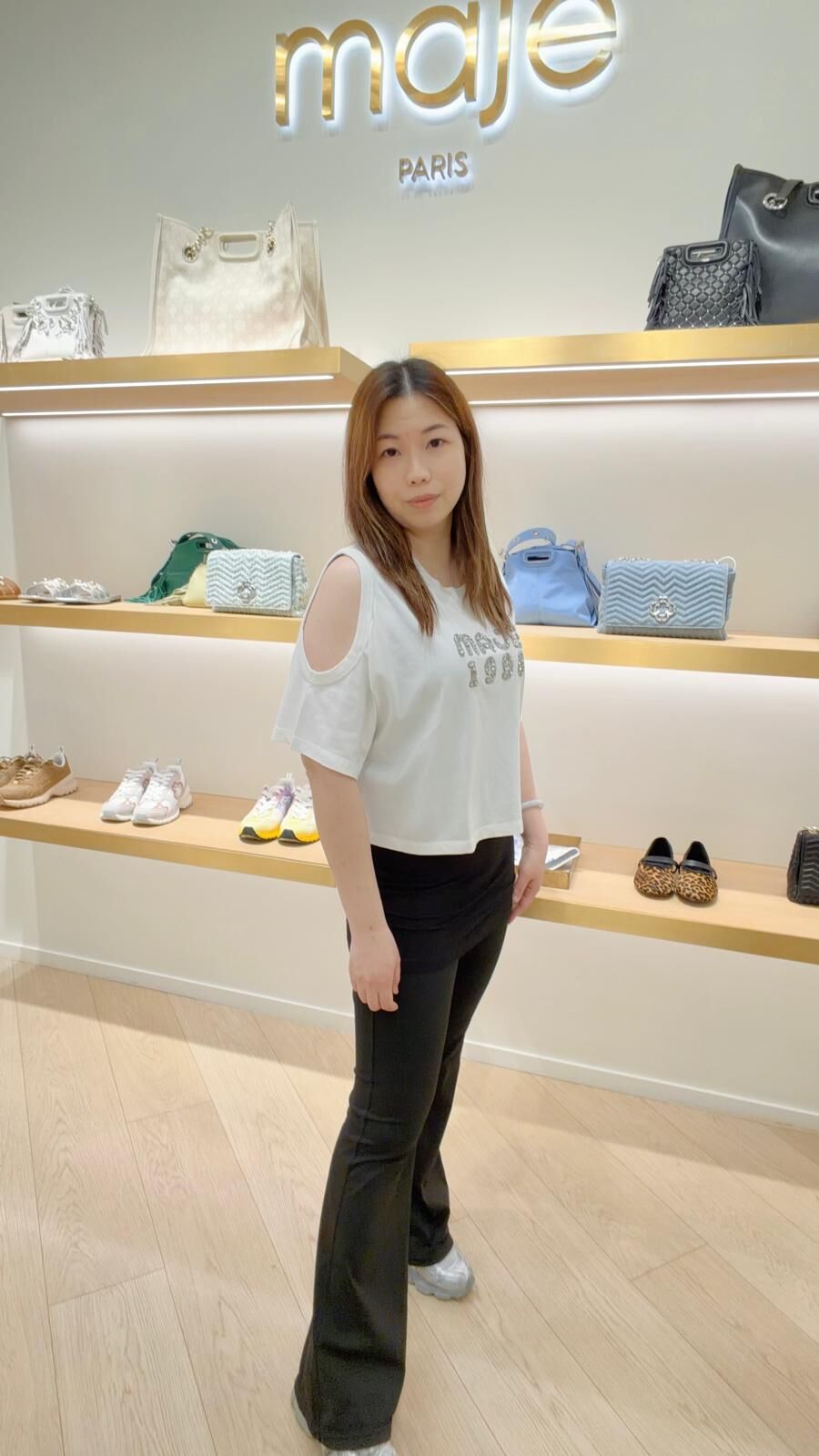 Maje 白色露膊中間有maje 1998字眼上衣 #MFPTS00815