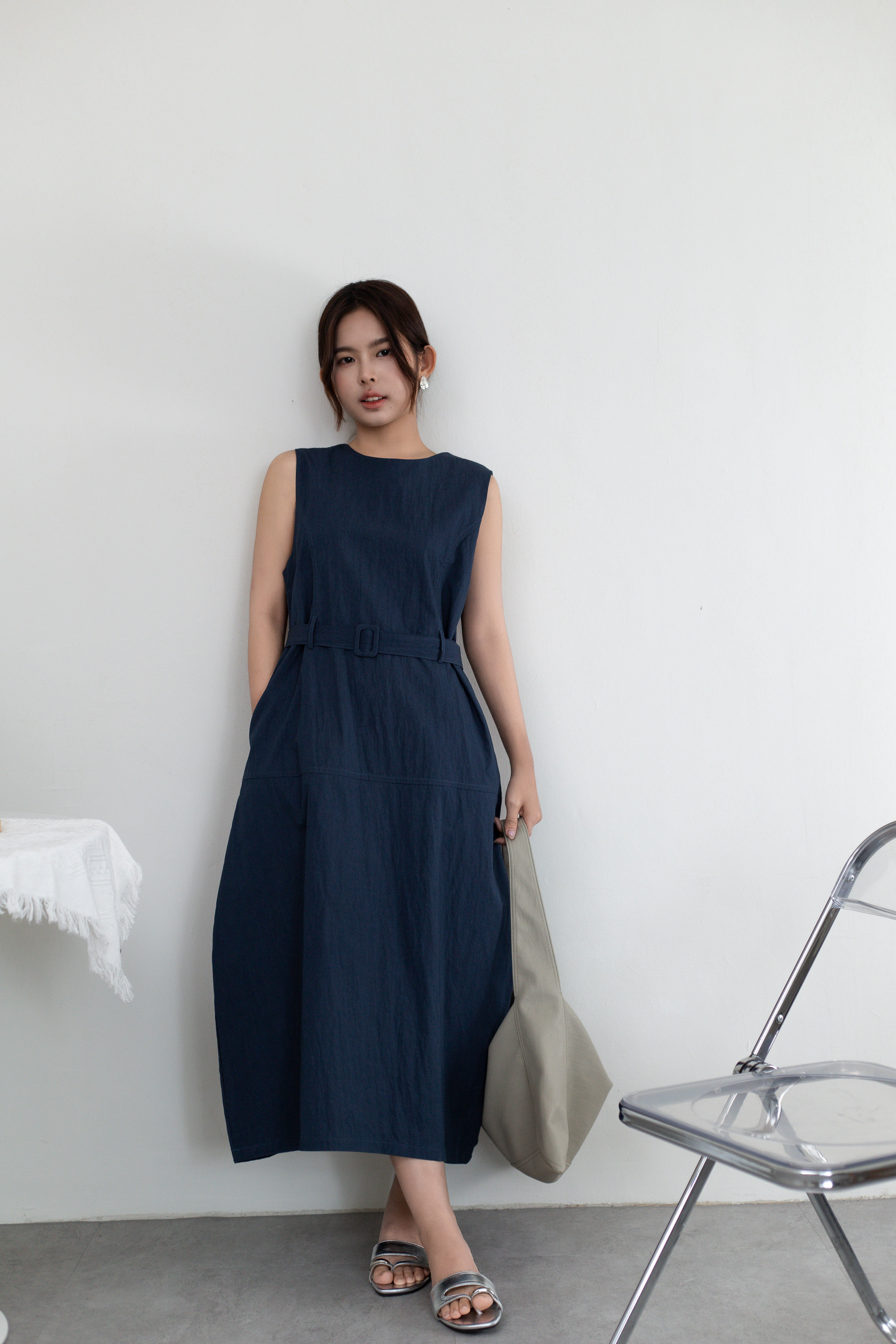 Chume Belted Dress Navy -2668DLNAV