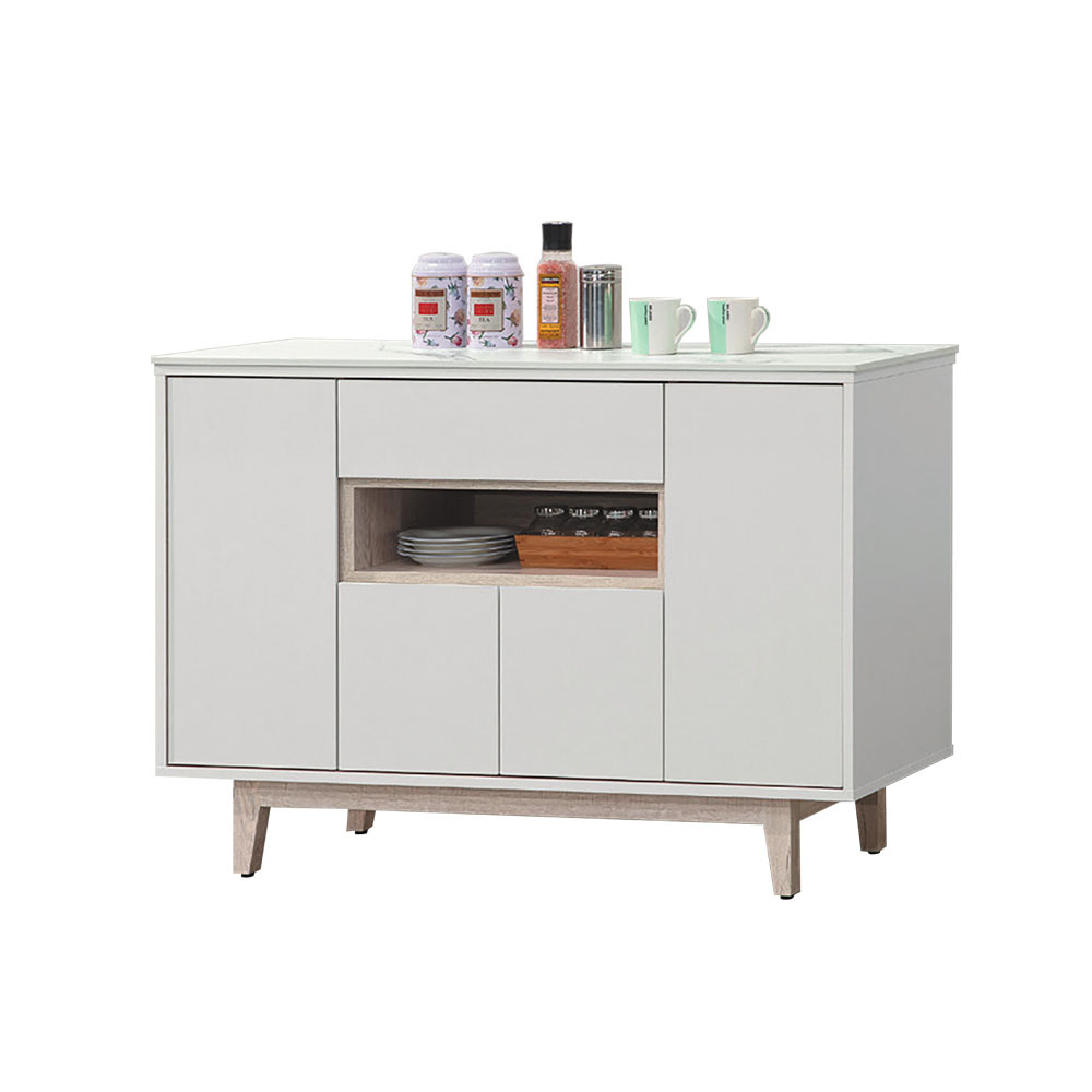 柏蒂家居-巴克利4.1尺四門單抽岩板餐櫃/電器收納櫃/碗盤櫃/置物矮櫃(下座)