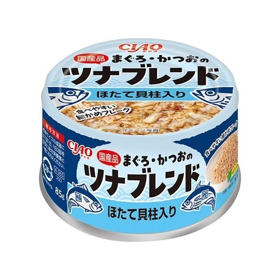 CIAO 罐頭 吞拿魚+鰹魚混合罐 (扇貝片) 85g,A-265【原箱24 罐】