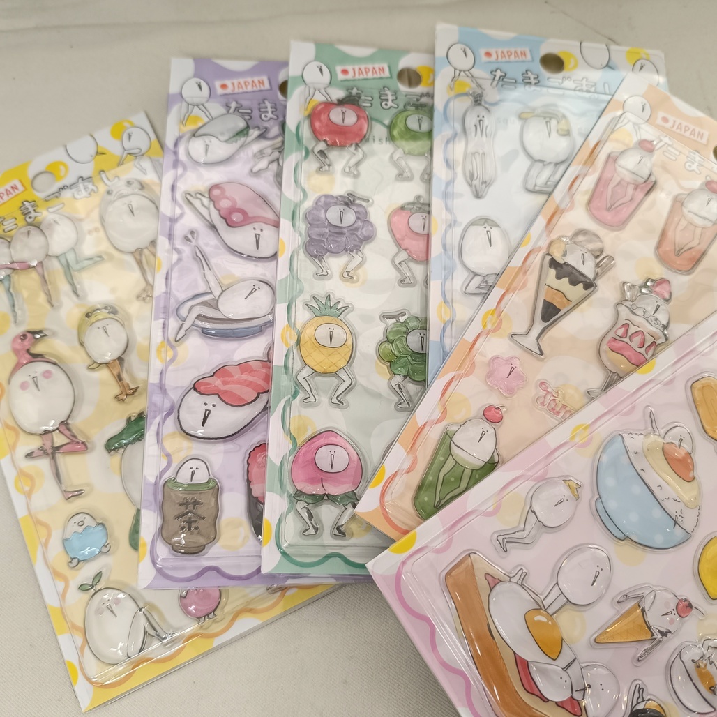 日本 蛋蛋君 浮雕晶透立體貼紙 共六款