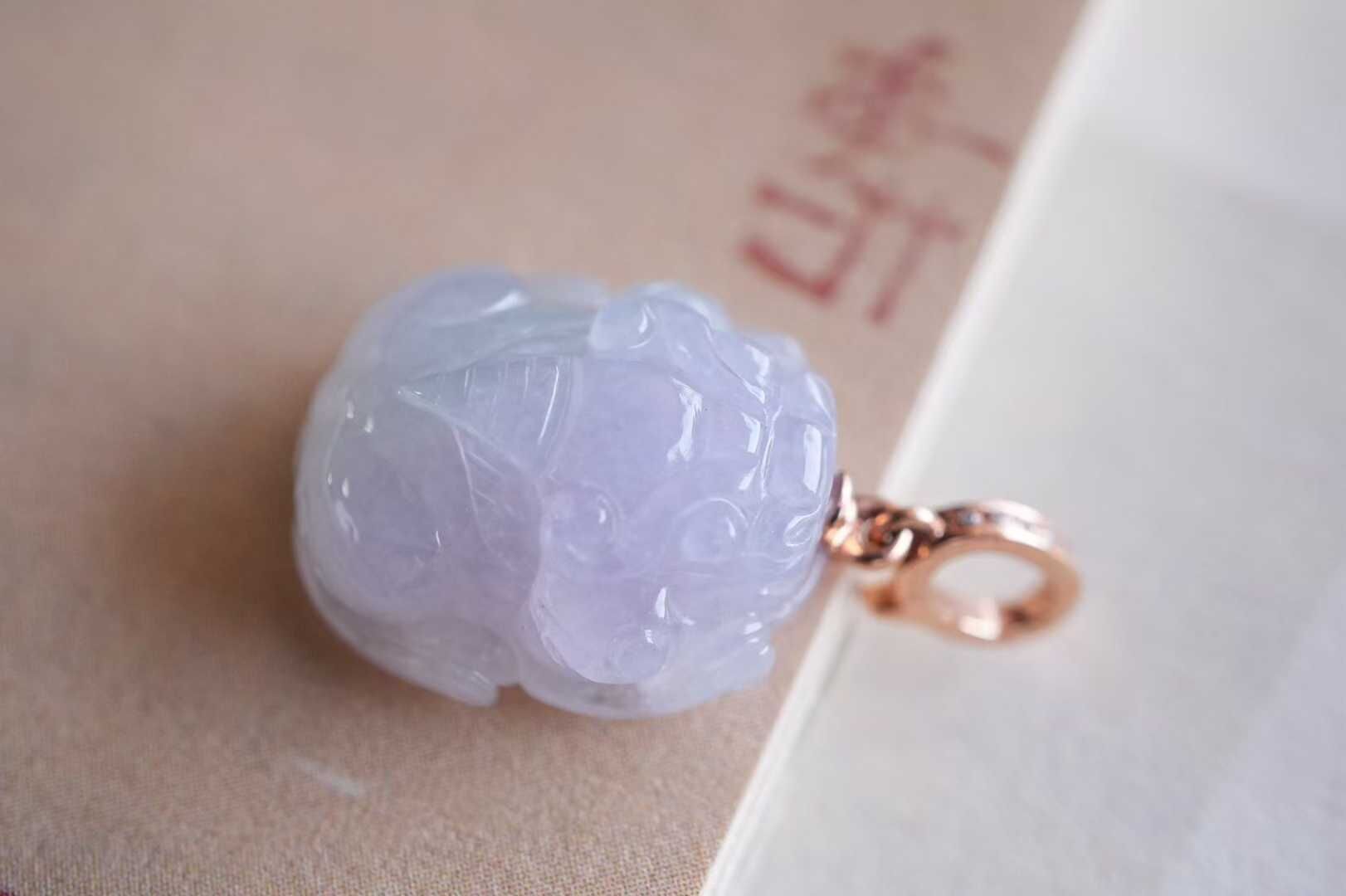 316810 翡翠冰糯種紫羅蘭貔貅萬能扣吊墜