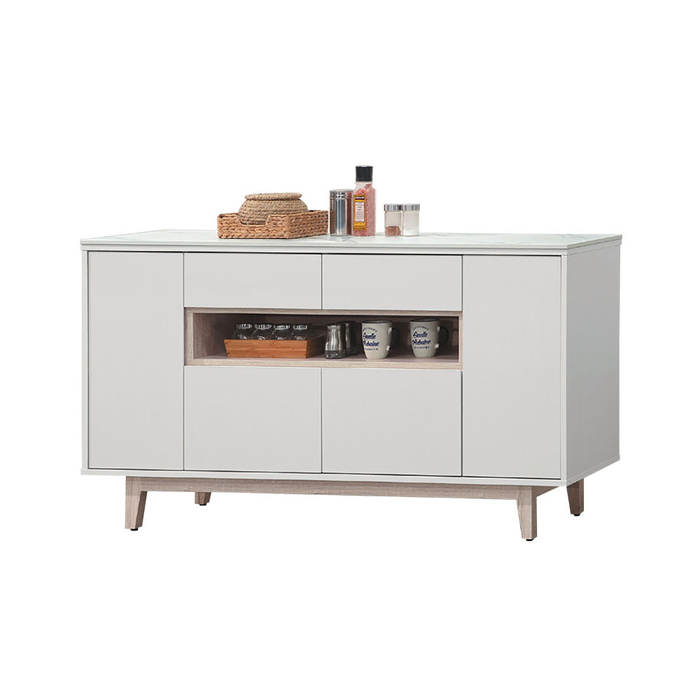 柏蒂家居-巴克利5.1尺四門二抽岩板餐櫃/電器收納櫃/碗盤櫃/置物矮櫃(下座)