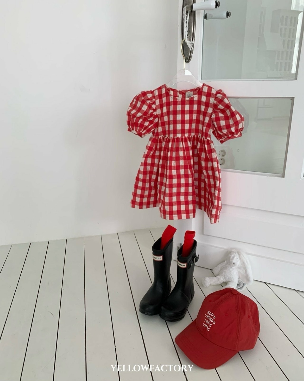 正韓夏Yellowfactory 夏季紅格子洋裝