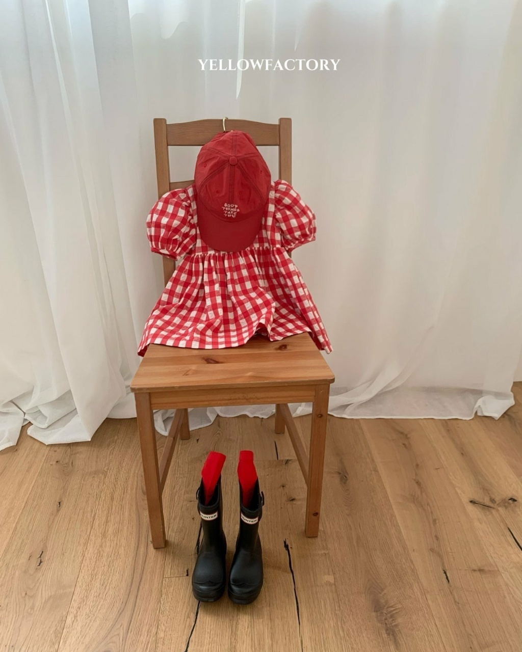 正韓夏Yellowfactory 夏季紅格子洋裝