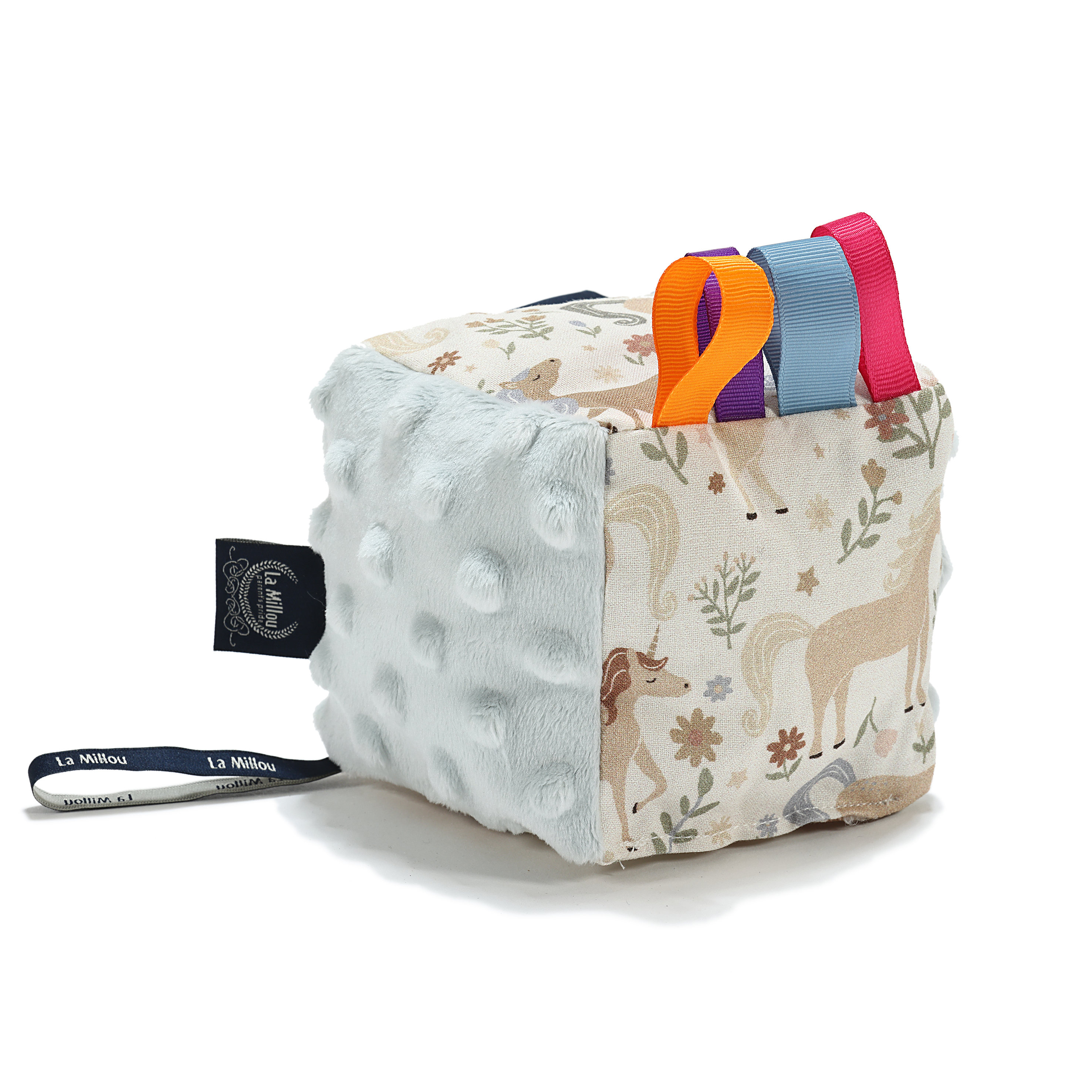 La Millou波蘭  mini安撫標籤球｜九天朵朵馬(藍底)｜柏林寶寶綠