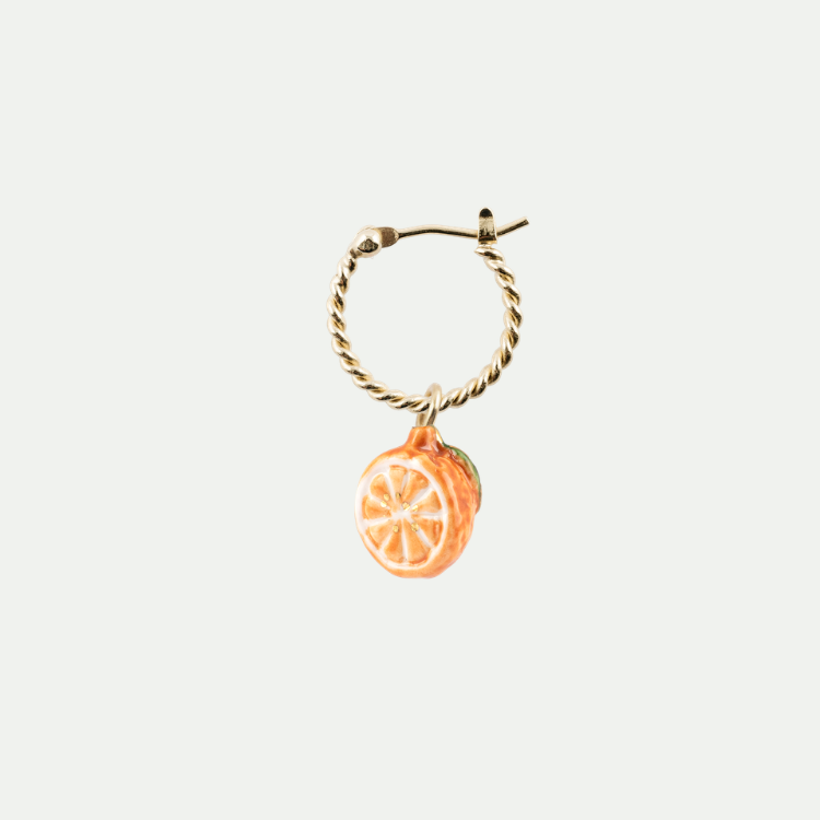 香橙迷你圈型耳環-單只