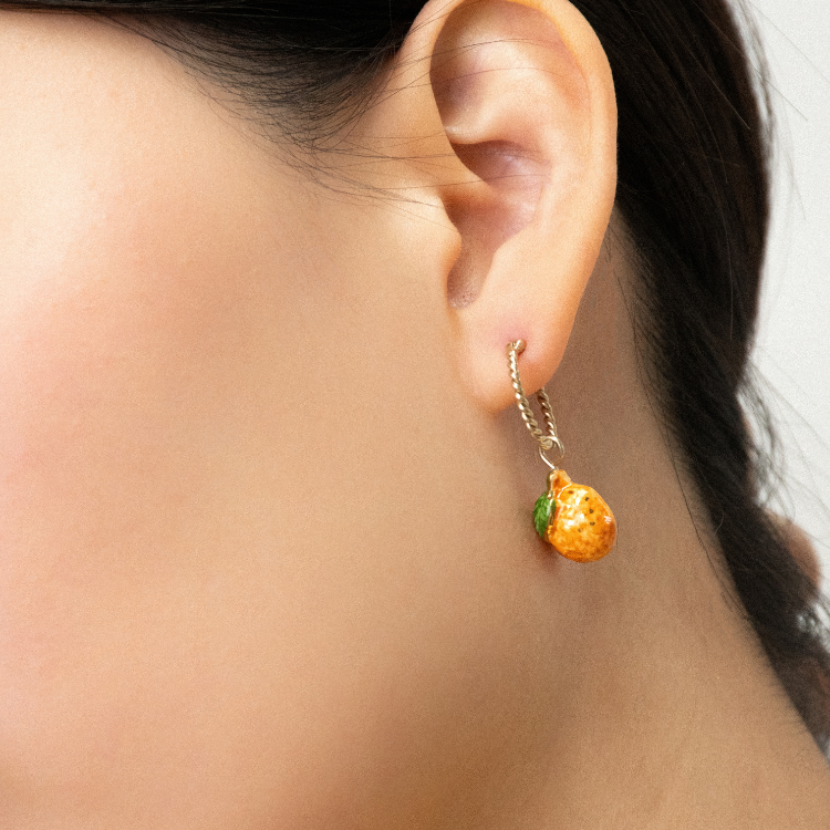 香橙迷你圈型耳環-單只