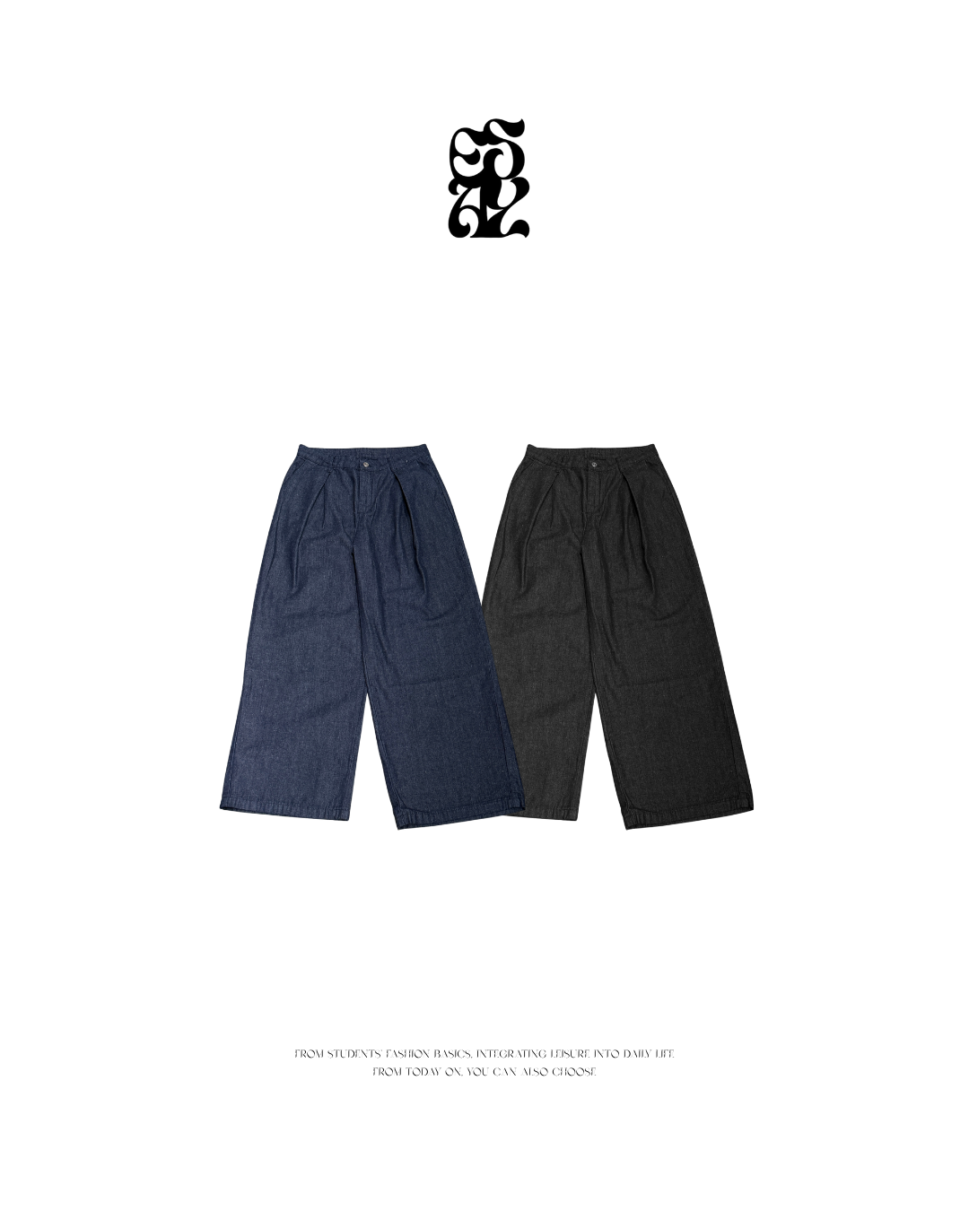 OSM摺線棉麻牛仔褲