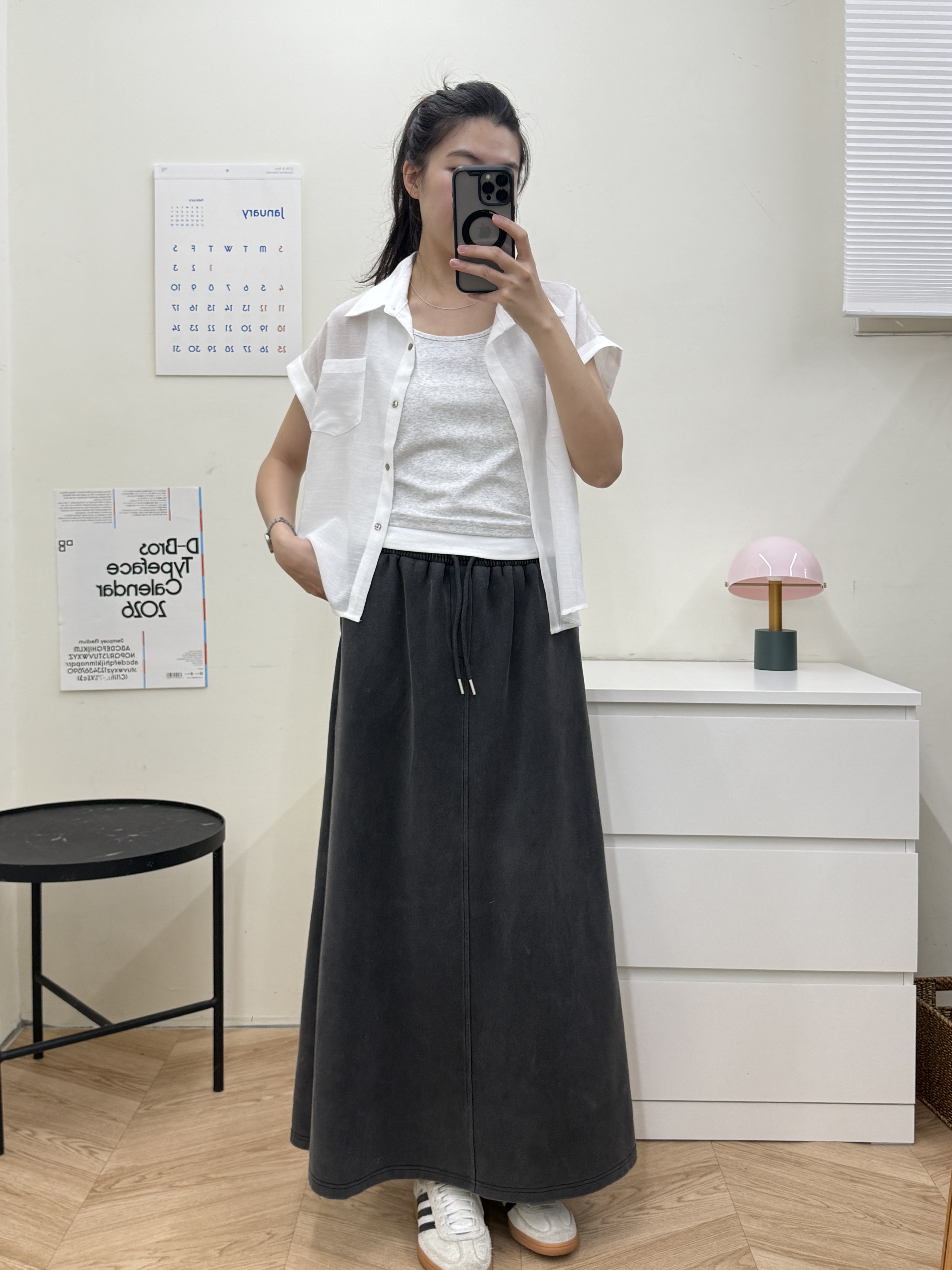 厚磅開衩棉半裙