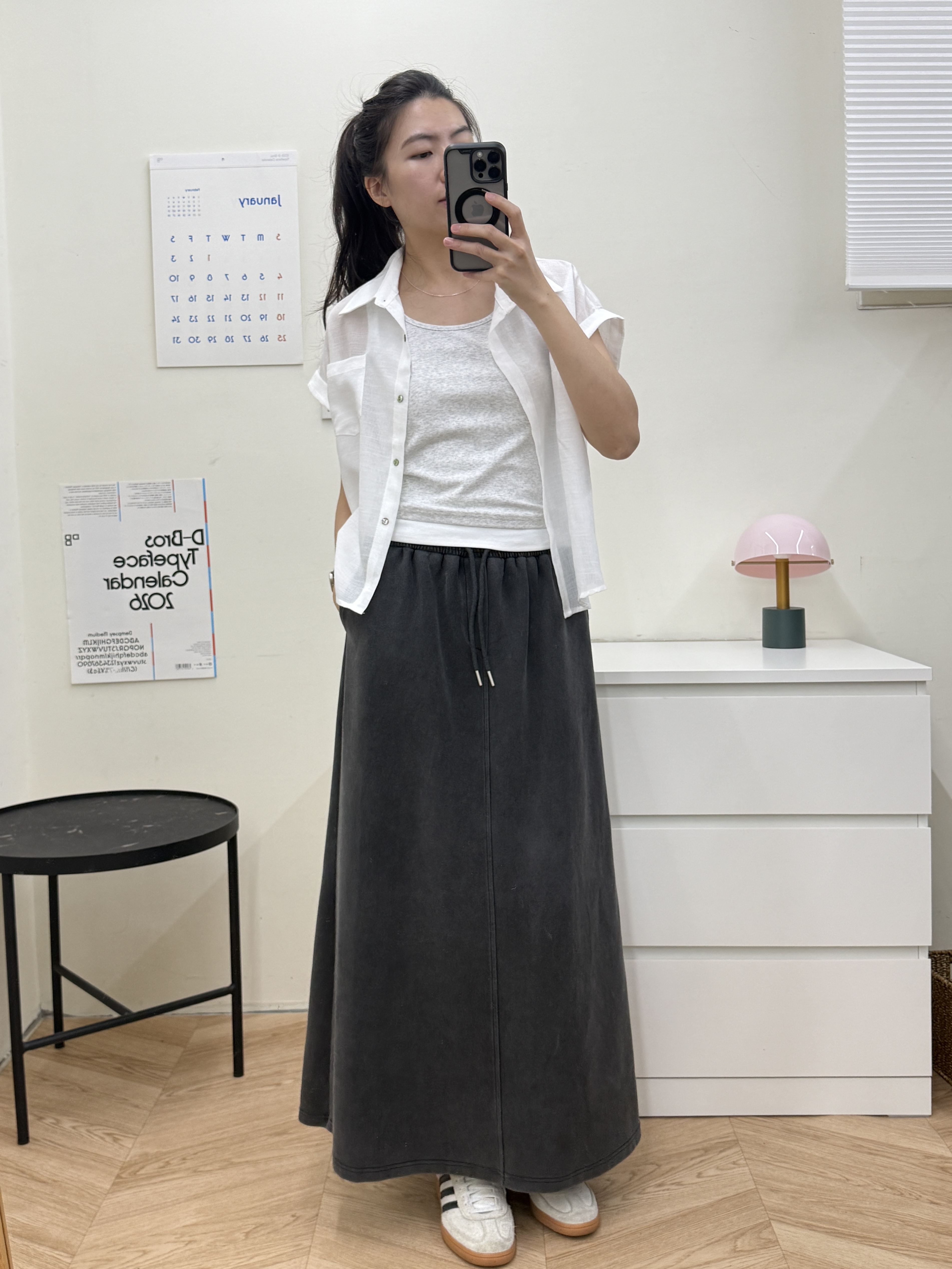 厚磅開衩棉半裙