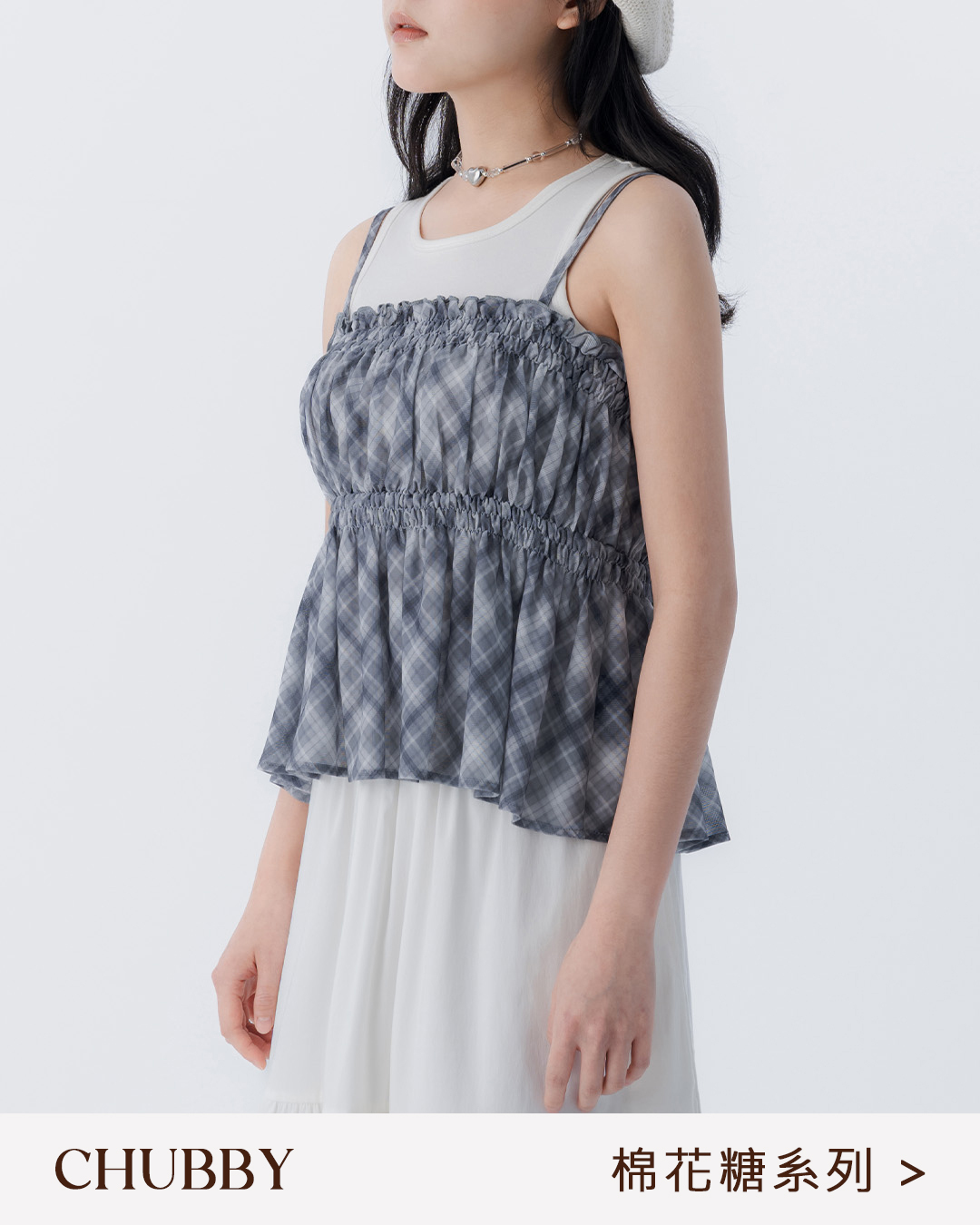 Marshmallow-patterned sheer ruffled vest/blouse, available in two colors, sizes S/M/L.【01099617】in stock+pre-order