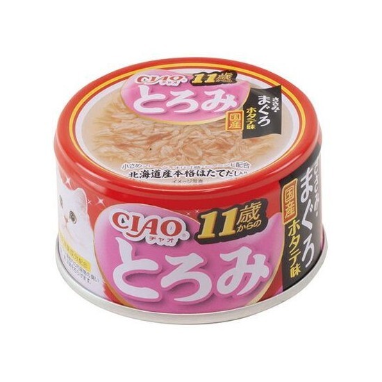 CIAO 罐頭 濃湯系列  11歲老貓-雞肉+吞拿魚80g A-46【原箱24罐】