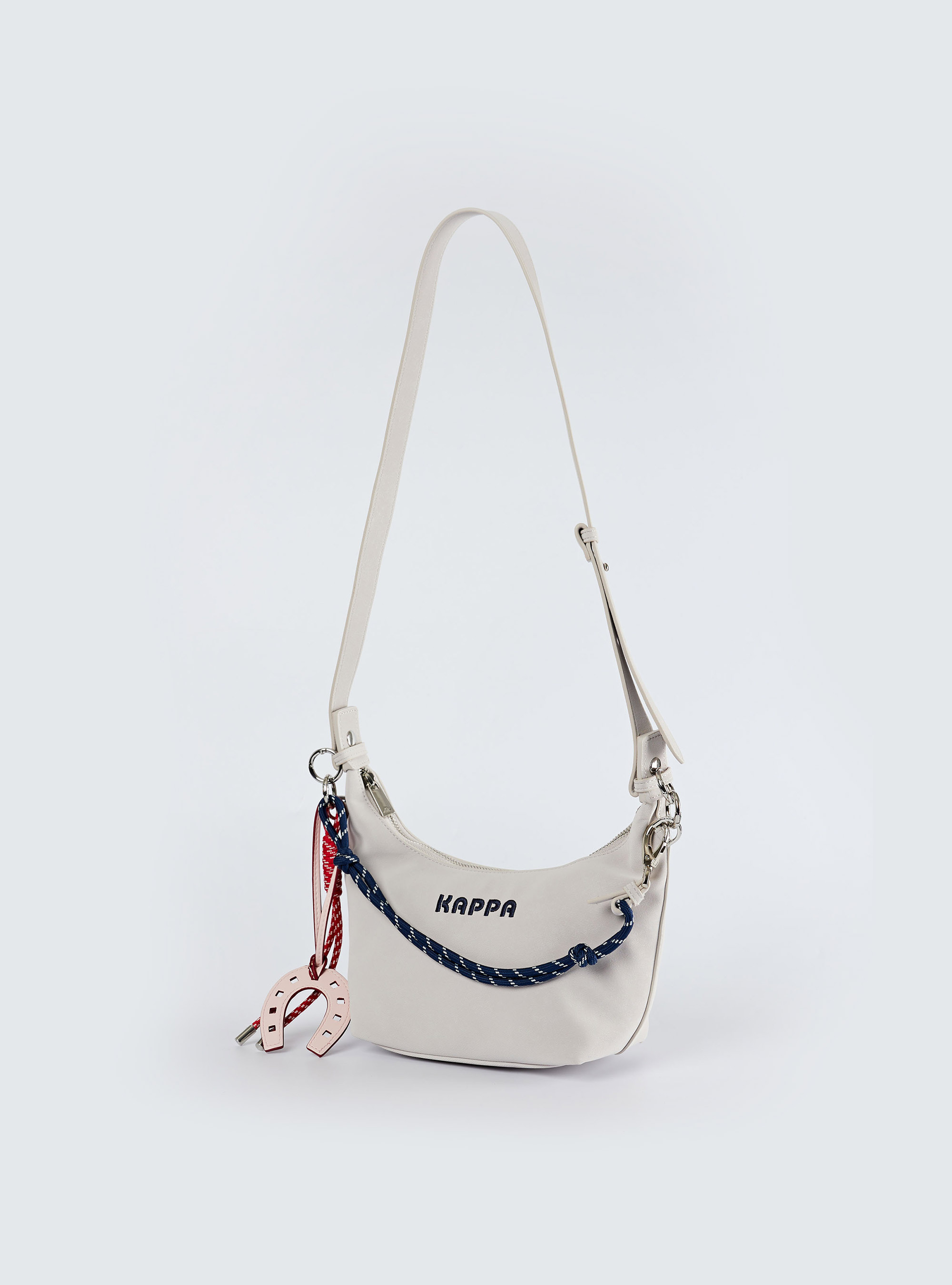 休閒肩背小水餃包(灰白）