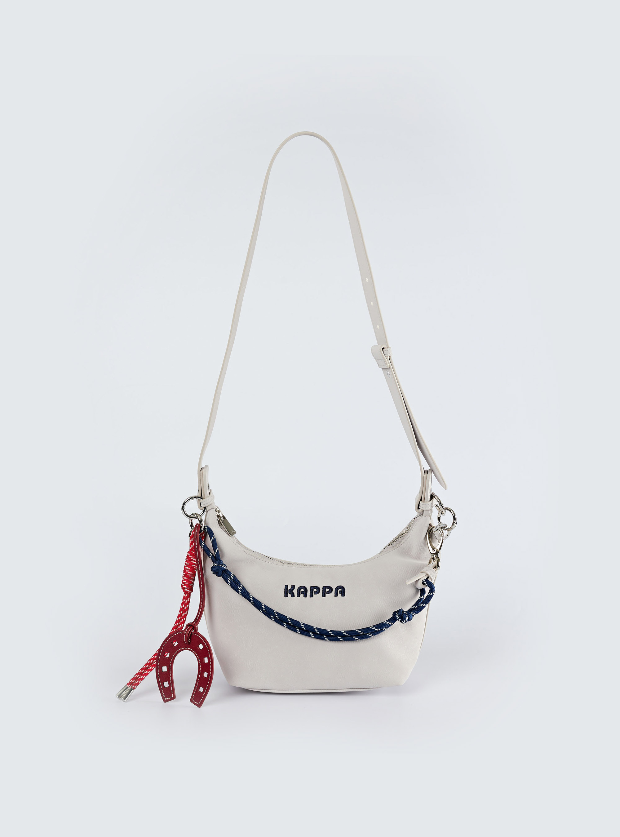 休閒肩背小水餃包(灰白）