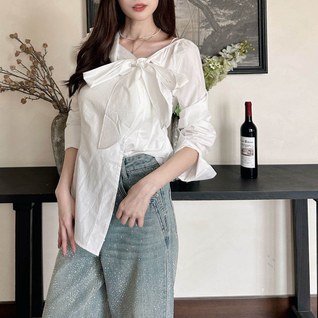 【法式女伶】DOMISS大蝴蝶結襯衫 設計感襯衫(現+預)