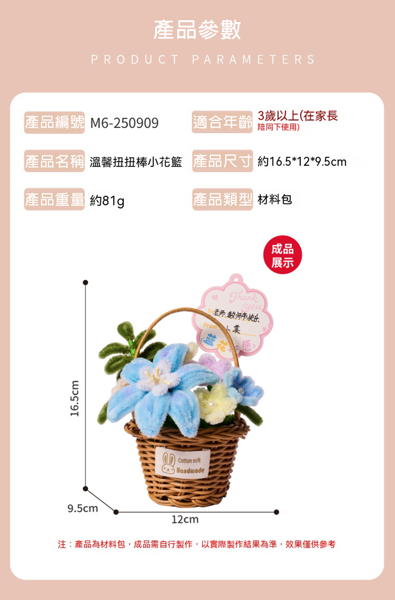 母親節小花籃溫馨扭扭棒材料包 M62509